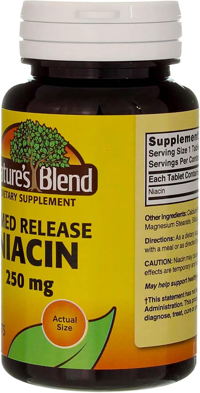 Nature's Blend Niacin Timed Release 250 mg – 100 Tablets