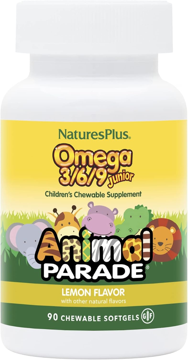NaturesPlus Animal Parade Omega 3/6/9 Junior, Lemon Flavour - 90 Softgels