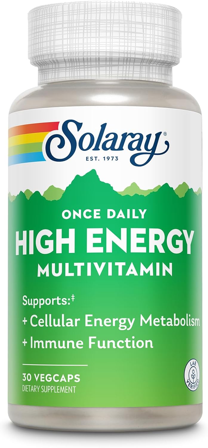 SOLARAY Once Daily High Energy Multivitamin - Vitamin C, D, B12 - 180 Veg Capsules