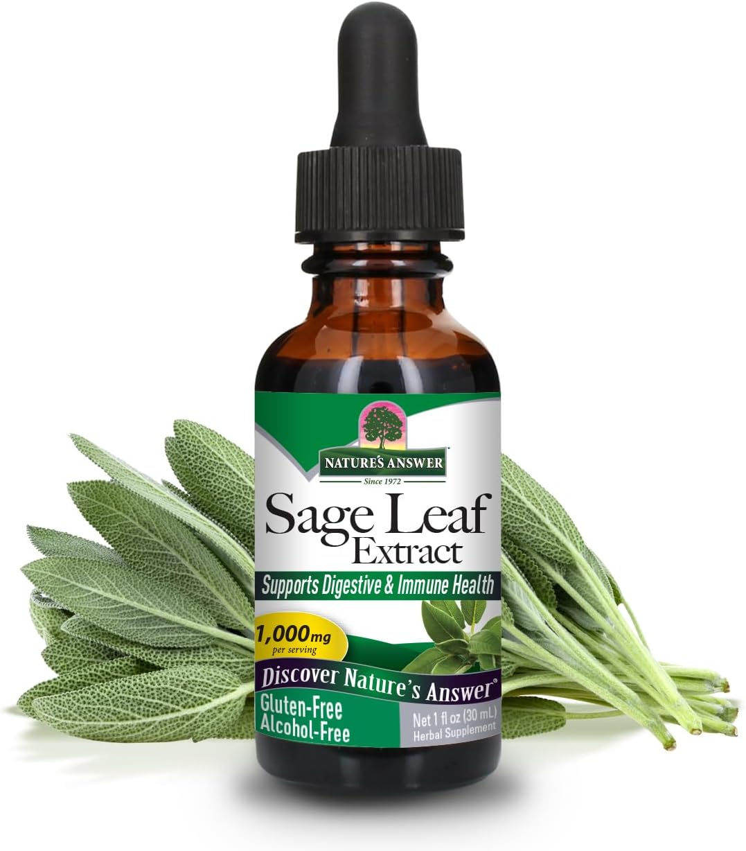 Nature's Answer Alcohol-Free Sage Leaf Liquid Extract, 1 fl oz (30 mL)