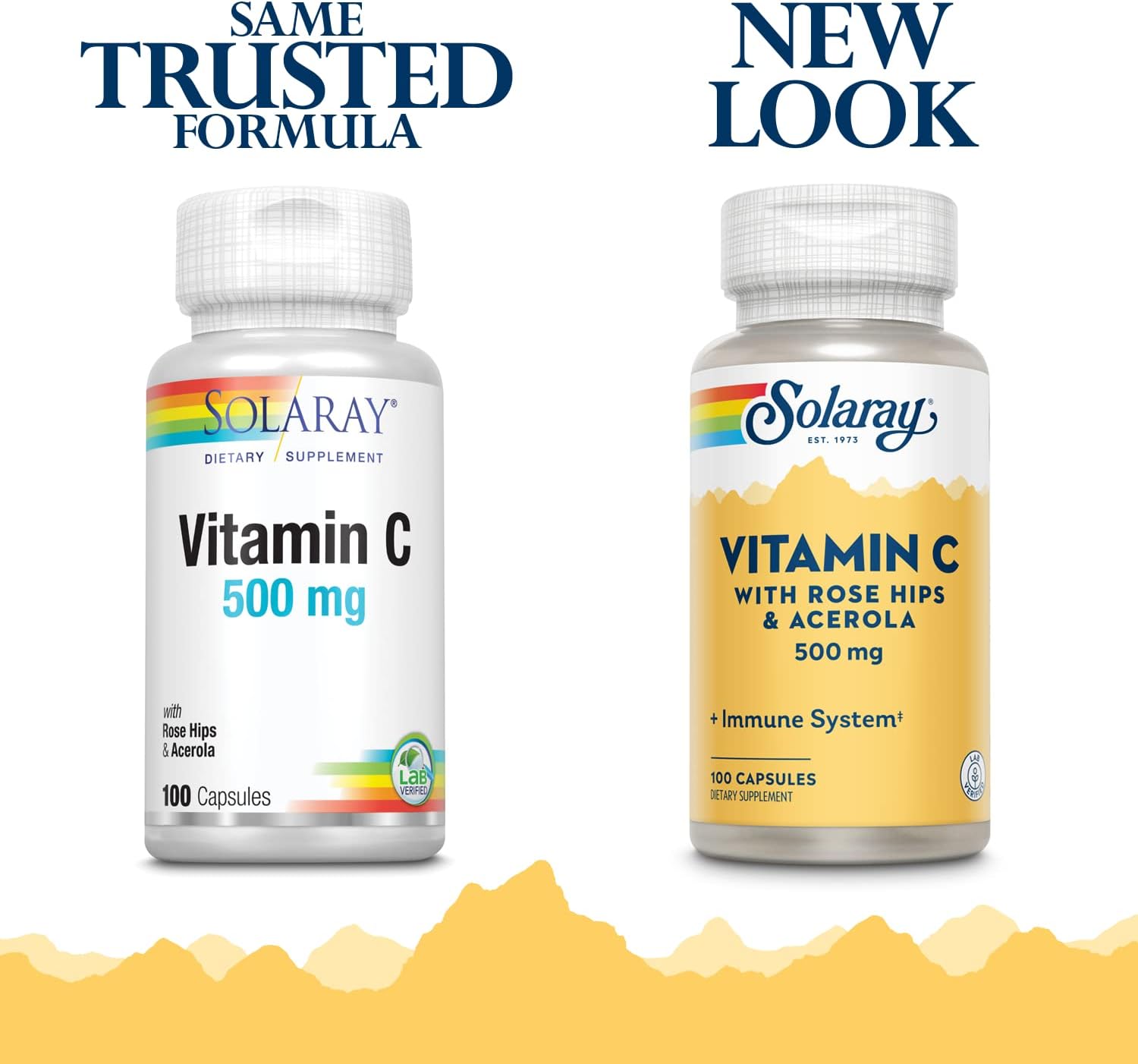 SOLARAY Vitamin C with Rose Hips & Acerola, 500 mg, 100 Capsules
