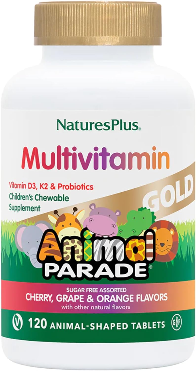 NaturesPlus Animal Parade Source of Life Gold Children's Chewable Multivitamin – 60 Chewable Tablets