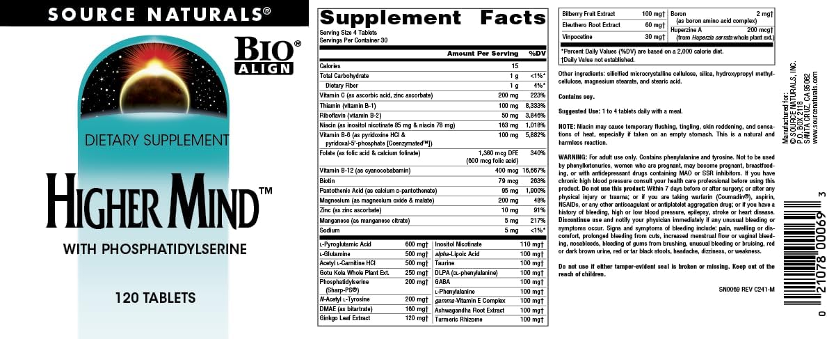Source Naturals Higher Mind with Phosphatidylserine – 120 Tablets