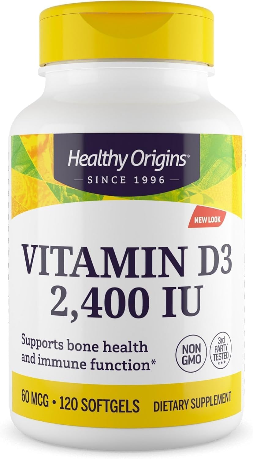 Healthy Origins Vitamin D3 2,400 IU Liquid Soft Gels, 120 Count