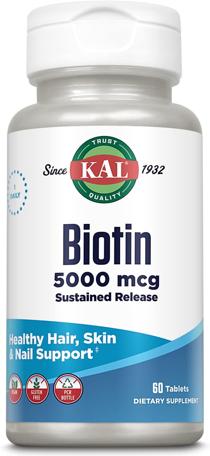 KAL Biotin 5000 TR Tablets, 5000 mcg, 60 Tablets