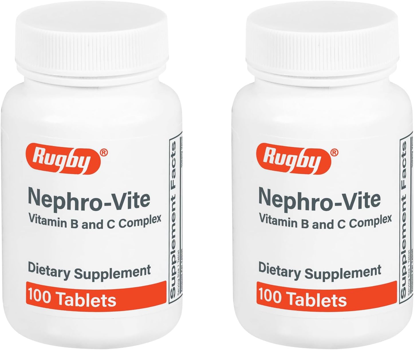 Rugby Nephro-Vite Vitamin B and C Complex Tablets, 100 Tablets
