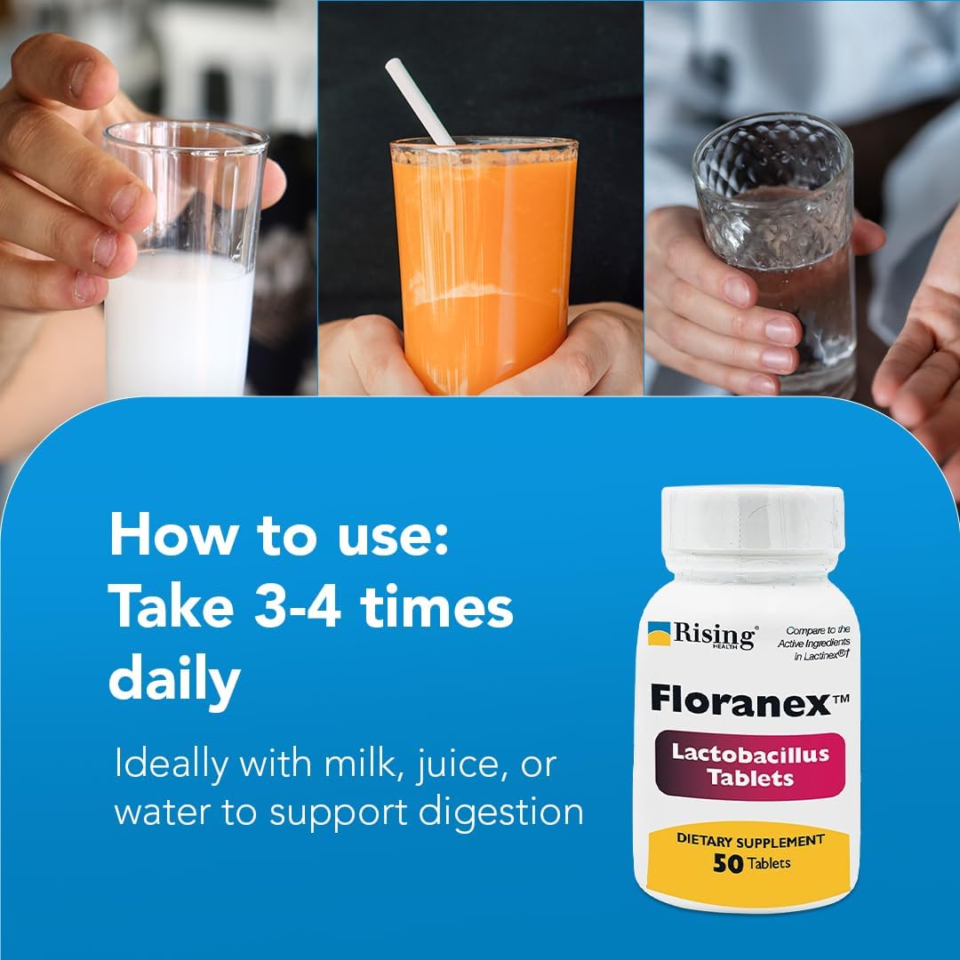 Rising Health Floranex™ Lactobacillus Probiotic Tablets – Digestive and Gut Health Supplement