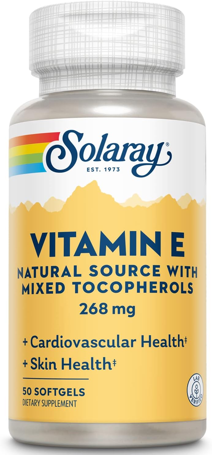 SOLARAY Vitamin E d-Alpha Tocopherol 268 mg (400 IU) - Heart & Skin Health, Antioxidant Support (50 Softgels)