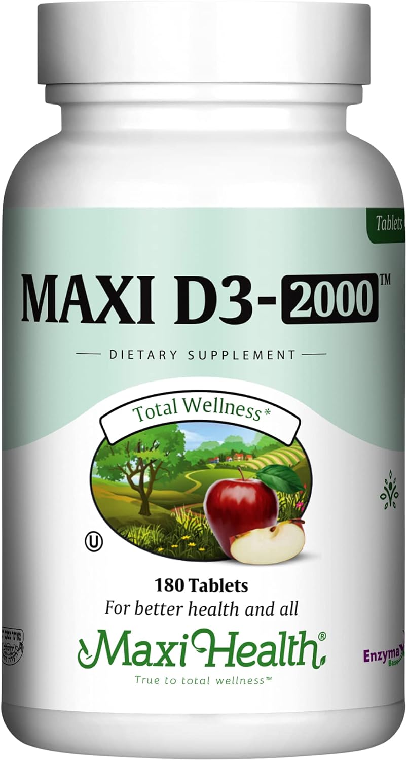 Maxi Health Kosher Vitamin D3 2000 IU - 180 Tablets