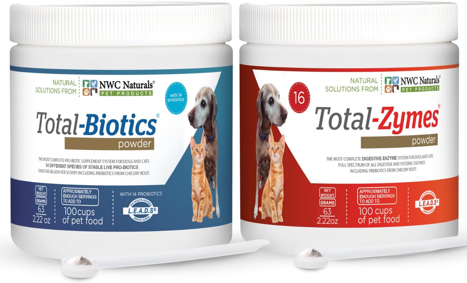 Mini Twin Pack Probiotics for Dogs and Cats – Digestive Enzymes & Probiotic Powder by NWC Naturals