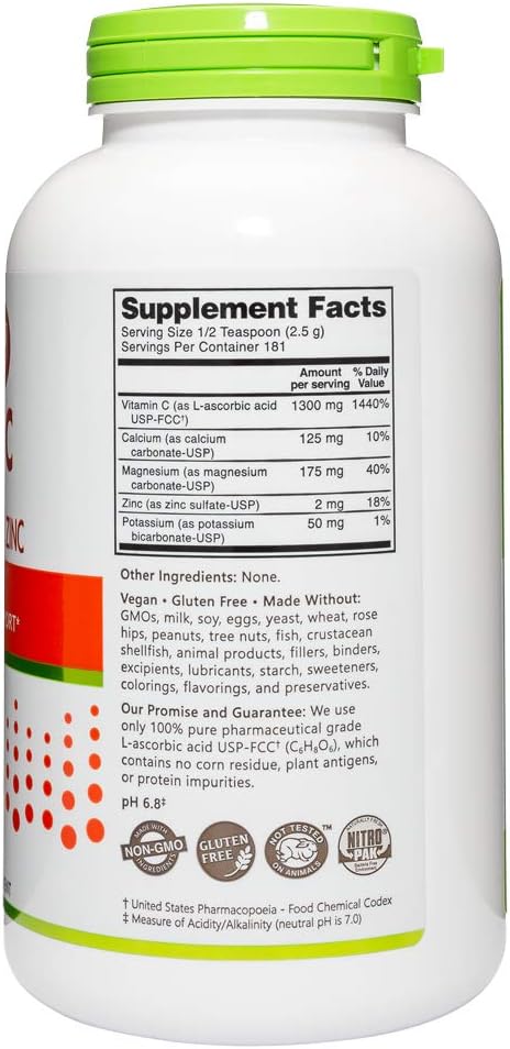 NutriBiotic Hypo-Aller C Powder – Vitamin C & Minerals, 454 g (1300 mg per serving)