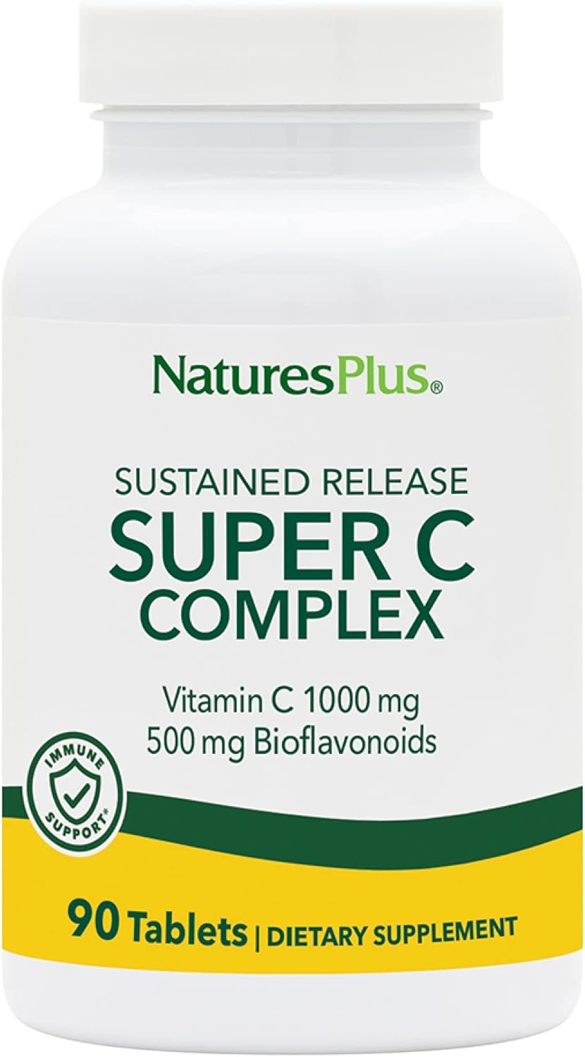 NaturesPlus Super C Complex, Sustained Release - 1000mg Vitamin C with 500mg Bioflavonoids - 60 Tablets