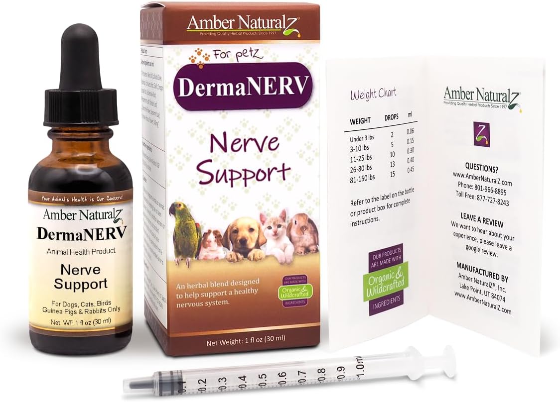 Amber NaturalZ DermaNERV Herbal Supplement for Dogs, Cats, and Small Pets - 1 fl oz (30 mL) - görsel 6