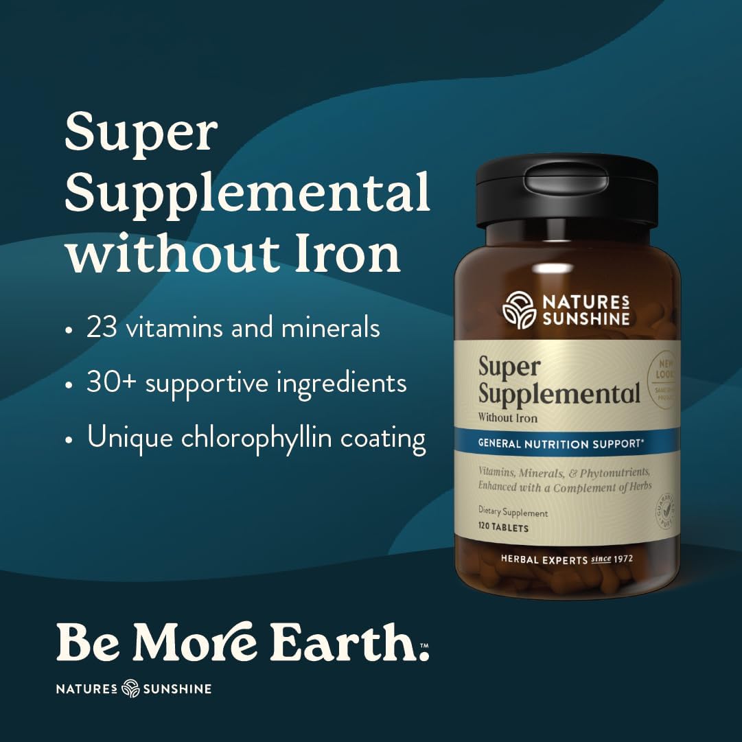 Nature's Sunshine Super Supplementary w/o Iron – Complete Multivitamin with Minerals, Herbs & Amino Acids
