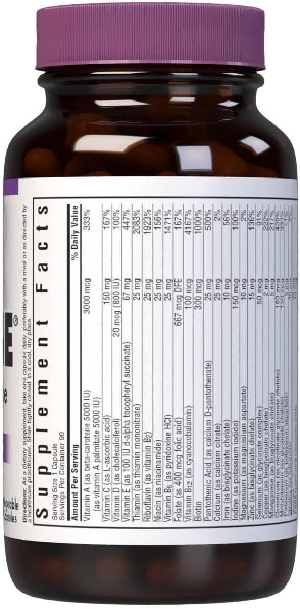 Bluebonnet Nutrition Multi One with Iron - Complete Full Spectrum Multiple Vitamin Supplement