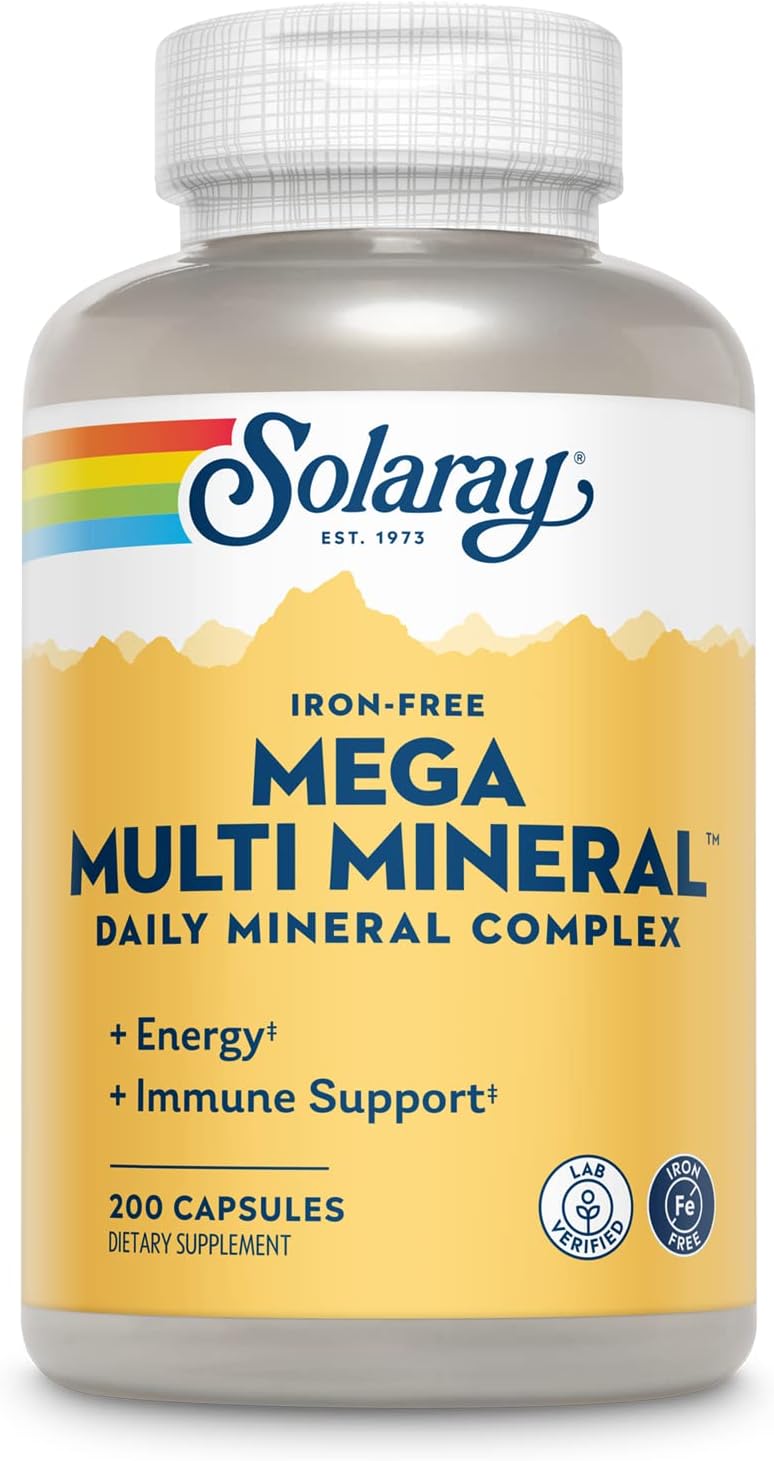 SOLARAY Mega Multi Mineral Daily Complex - Iron-Free Multi-Mineral Supplement with Trace Minerals - 100 Veg Caps