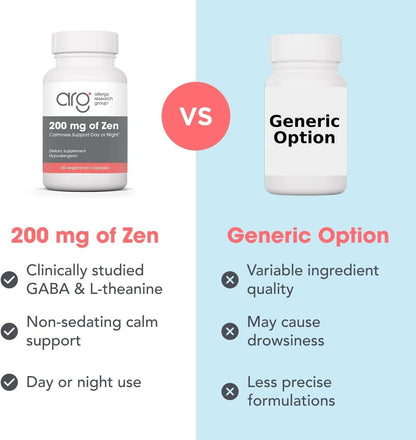 Allergy Research Group ARG 200 mg of Zen - L-Theanine & GABA Supplement - 60 Capsules
