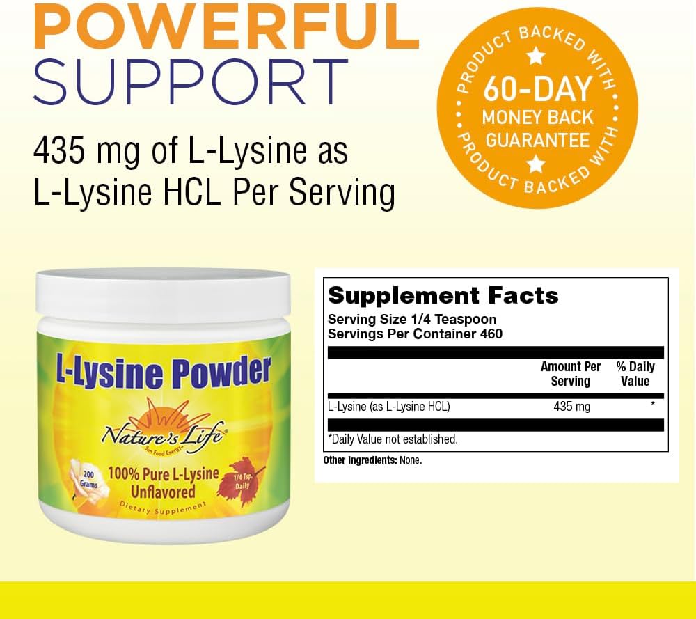 Nature's Life L-Lysine Powder | Immune & Skin Support | 460 Servings