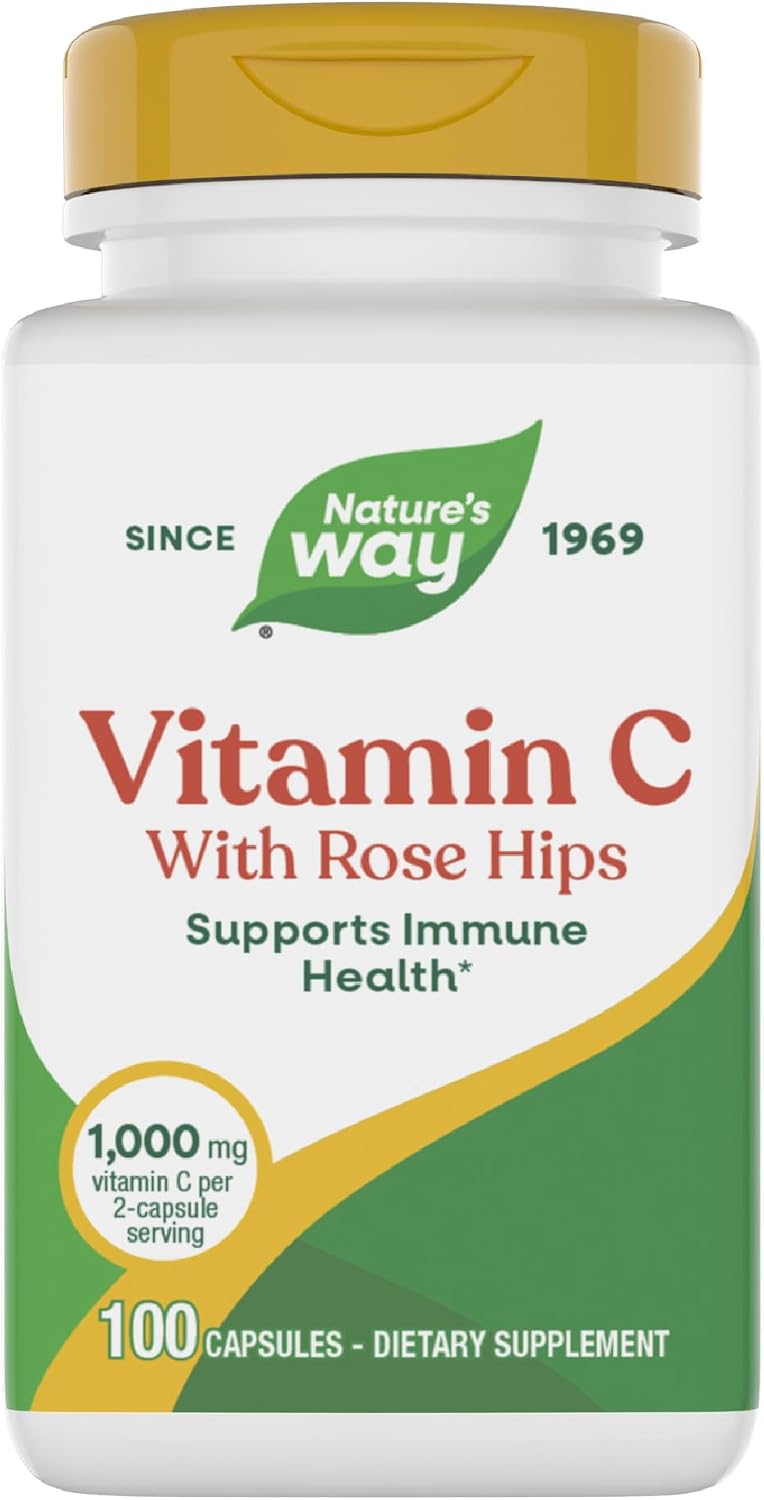 Nature's Way Vitamin C-500 with Rose Hips, 1000 mg per Serving, 100 Capsules