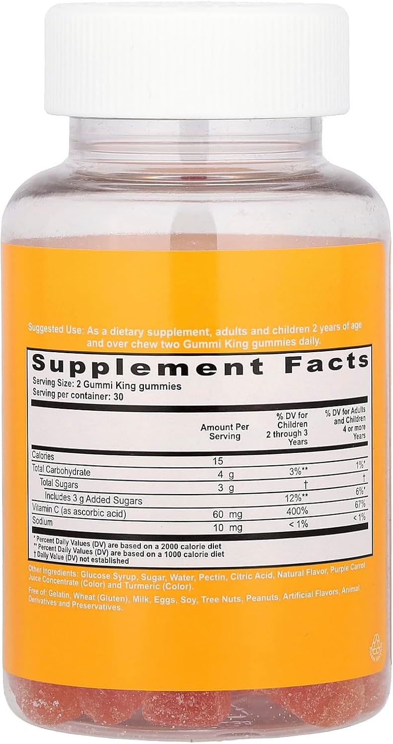 Gummi King Vitamin C Gummies, Orange, 60 Count