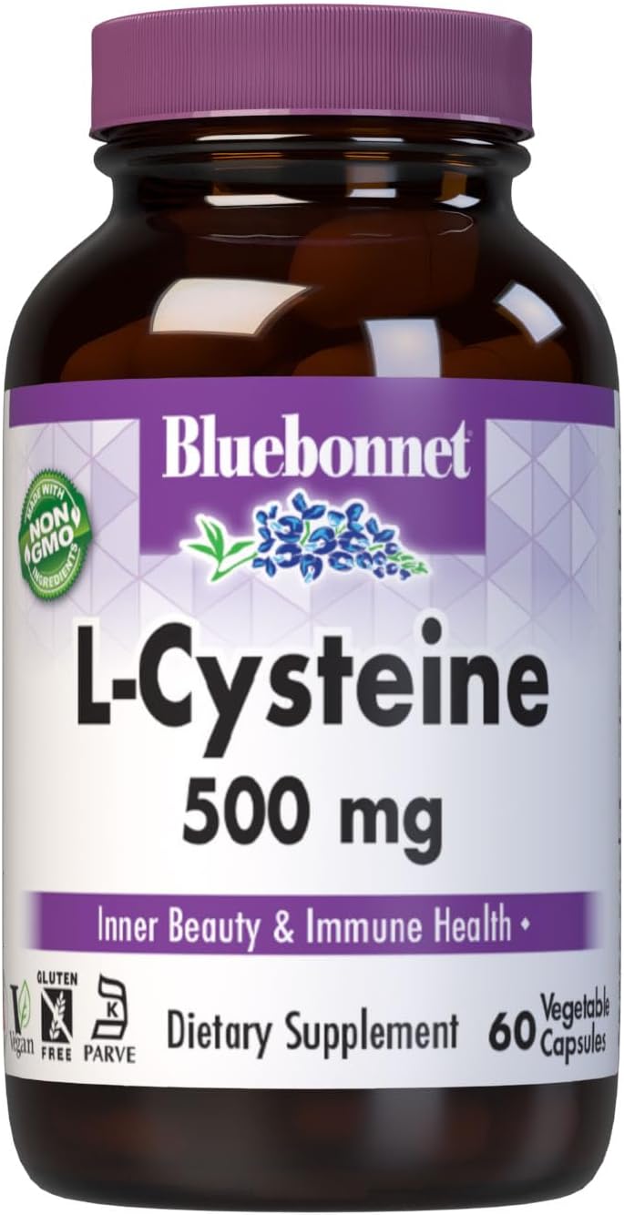 Bluebonnet Nutrition L-Cysteine 500 mg, Free-Form Amino Acid – 60 Vegetable Capsules