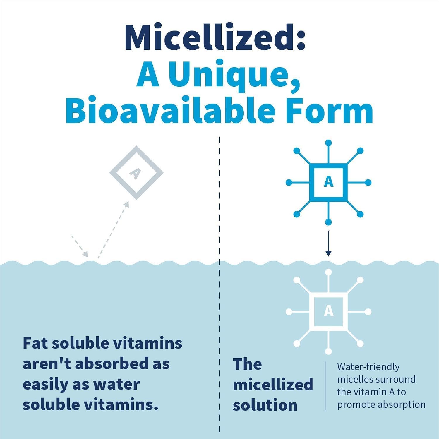 SFI Health Micellized Vitamin A Drops – Liquid Vitamin A Supplement with Beta Carotene and Vitamin A Palmitate – 30 mL (600 Servings)