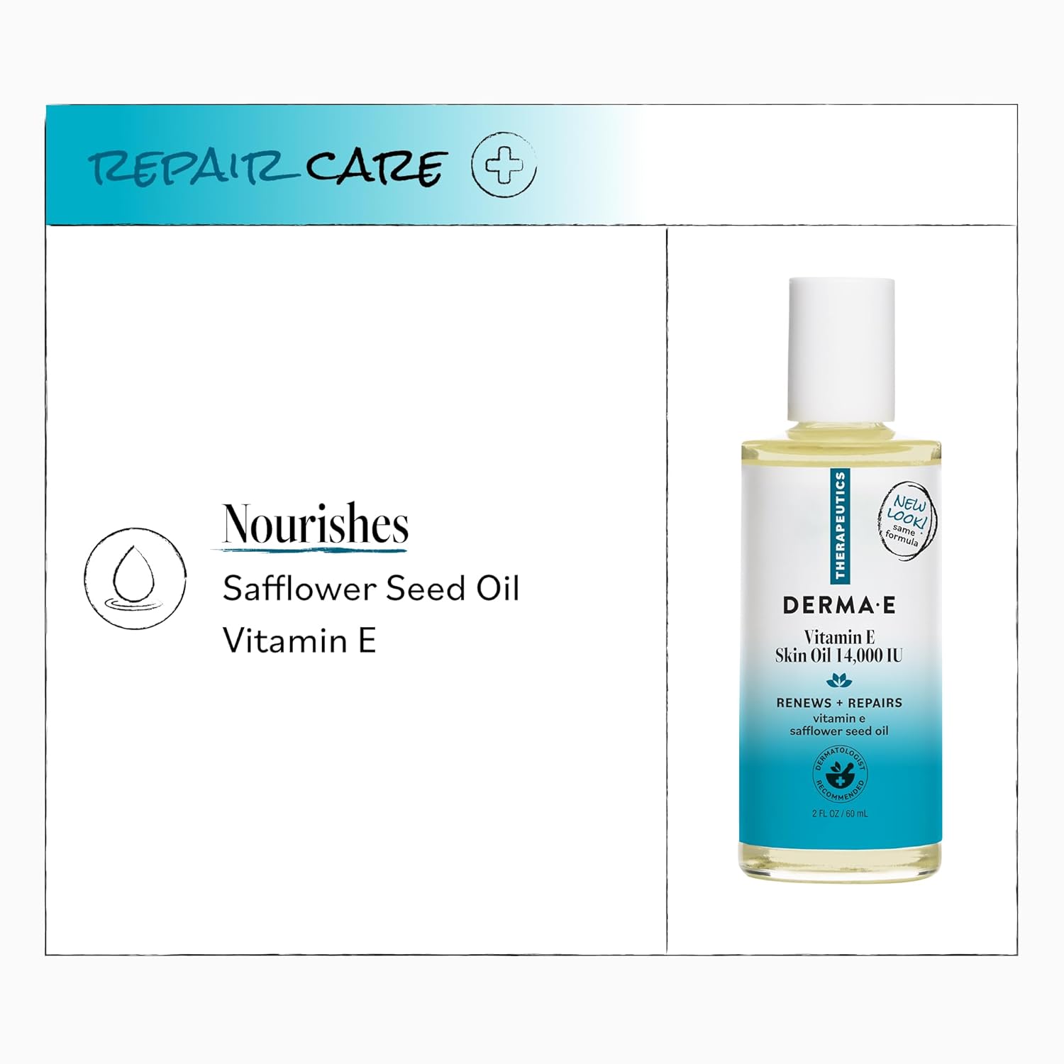 Derma E Vitamin E Skin Oil 14,000 IU with Safflower Oil - Hypoallergenic & Fragrance Free (59 mL)