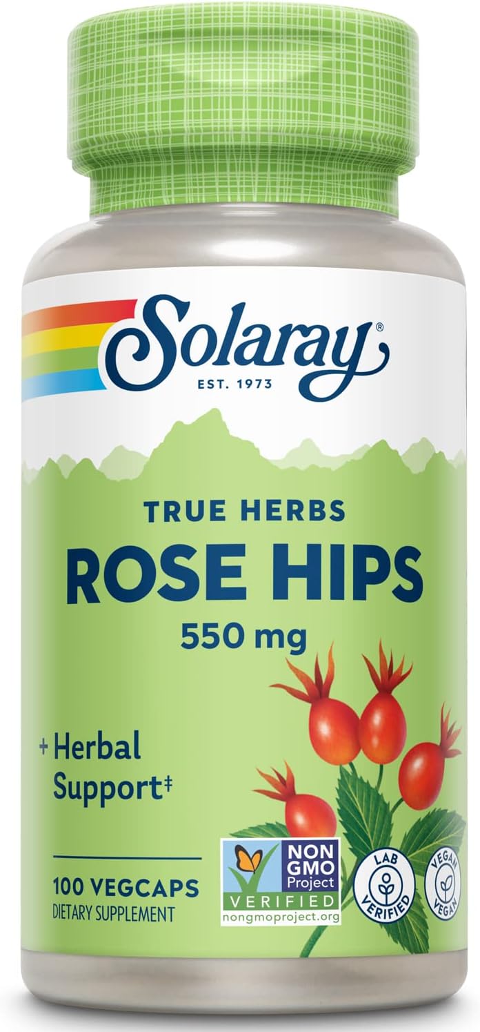 Solaray Rose Hips 550 mg – Natural Rose Hips Capsules, a Source of Vitamin C, Antioxidants, and Bioflavonoids – 100 Vegan Capsules