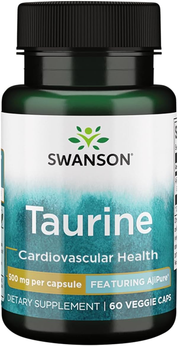 Swanson Ajipure Taurine 500 mg - 60 Vegetarian Capsules - Pharmaceutical Grade Amino Acid