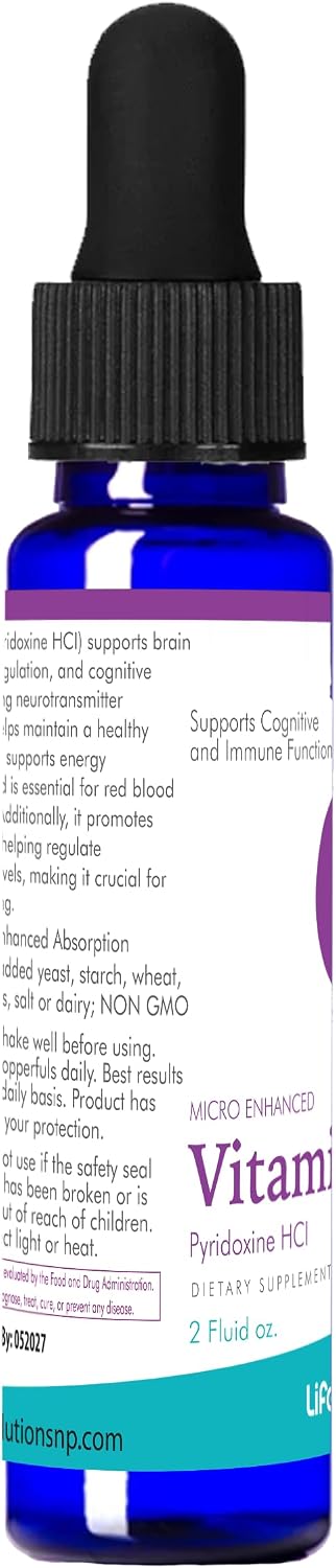 Life Solutions Vitamin B6 Pyridoxine HCl - Liquid B6 Supplement 25 mg, 60 mL