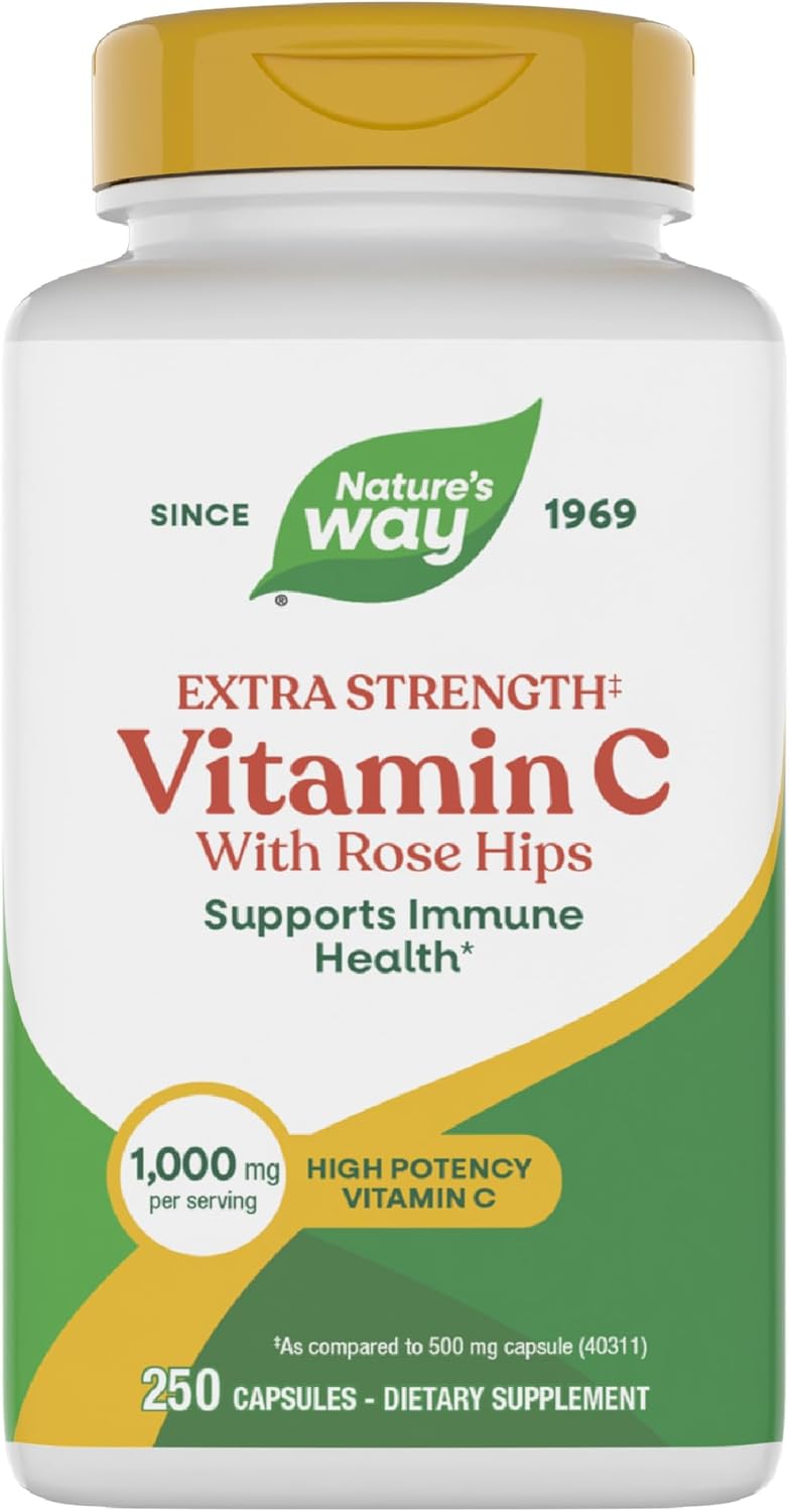 Nature's Way Vitamin C with Rose Hips Extra Strength, 1000 mg, 250 Capsules