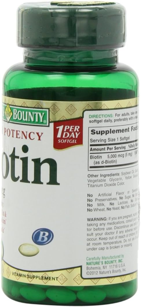 Nature's Bounty Super Potency Biotin 5000 mcg Softgels, 2-Pack