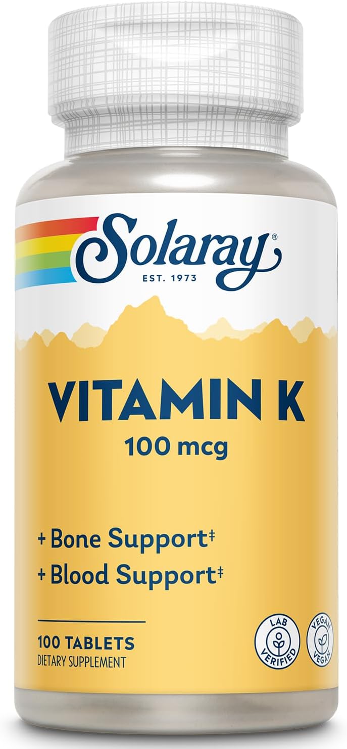 SOLARAY Vitamin K1 Supplement – 100 mcg, 100 Vegan Tablets