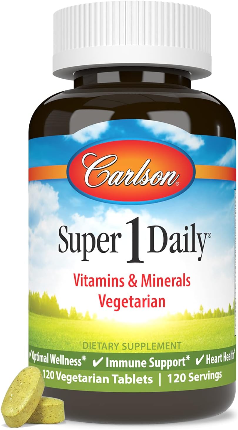 Carlson - Super 1 Daily, Vegetarian Multiple Formula, Multivitamin, Optimal Wellness, 60 Tablets