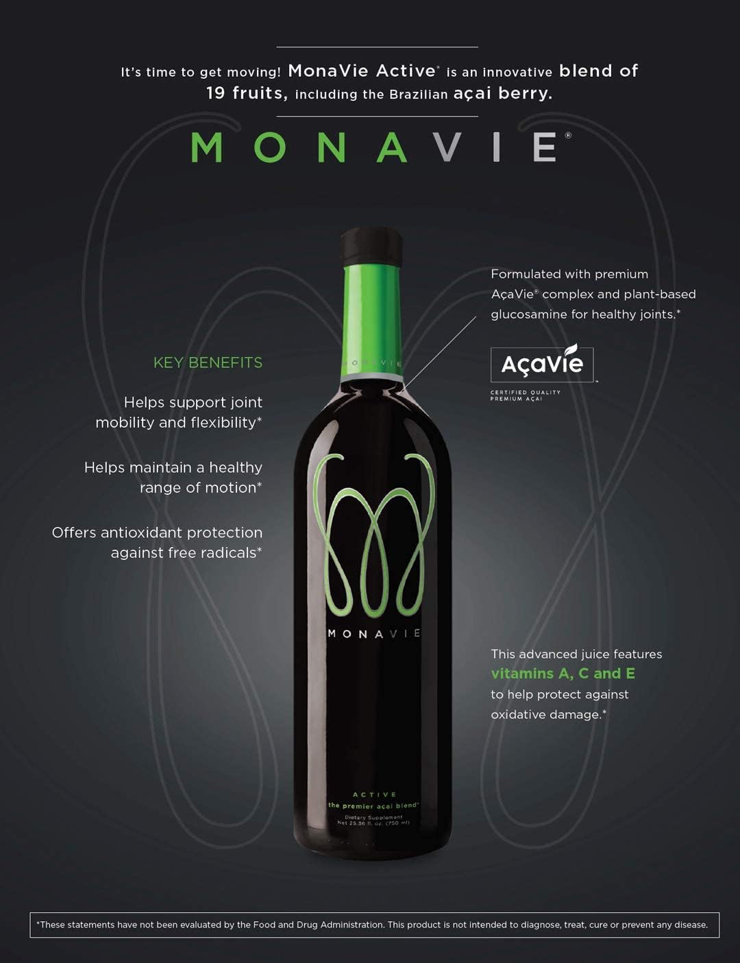 Monavie Active – 4 Bottles, 750 mL Each