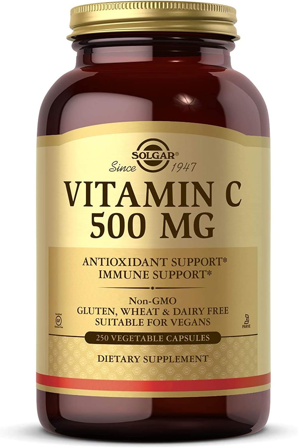 Solgar Vitamin C 500 mg, 250 Vegetable Capsules – Immune & Antioxidant Support
