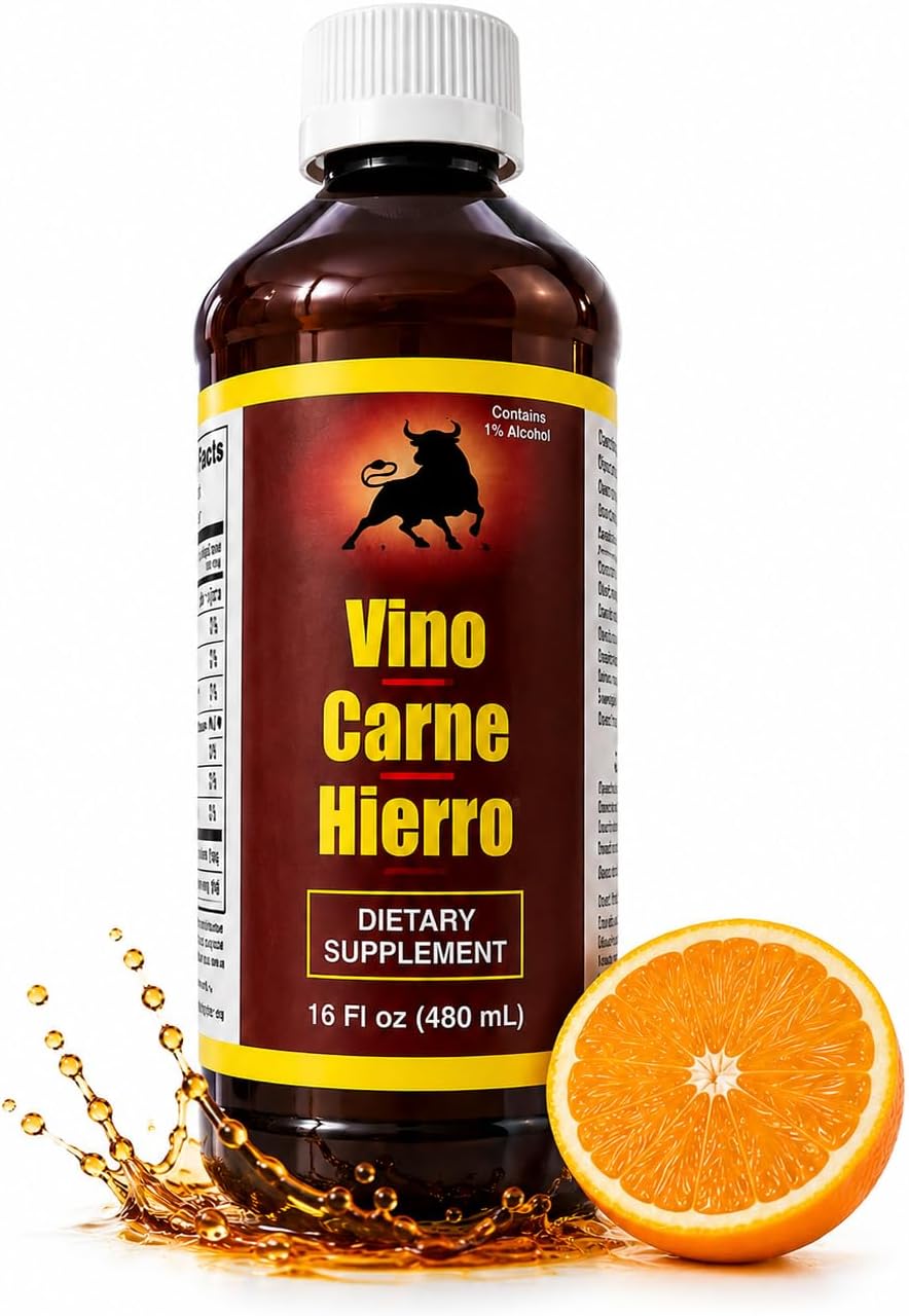 Menper Vino Carne Hierro Iron Supplement - Liquid Iron with Vitamin Blend, 473 mL