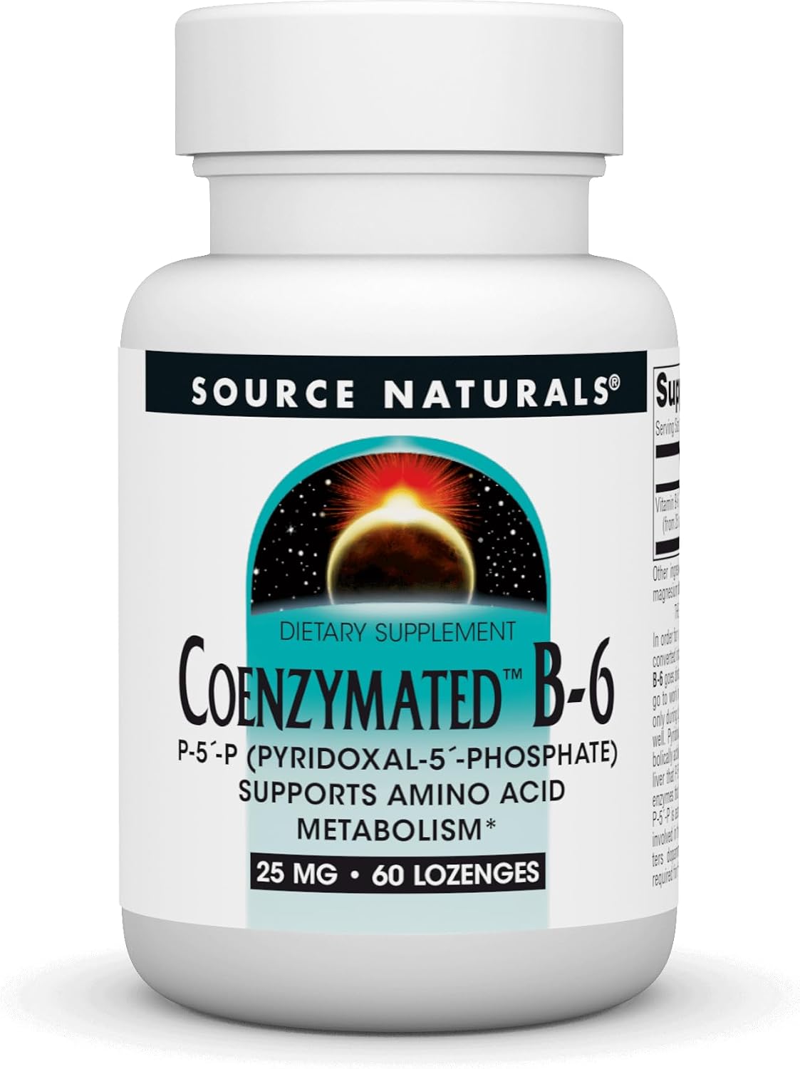 Source Naturals Coenzymated B-6 – 25 mg Pyridoxal-5-Phosphate (P5P) Lozenges, 60 Count