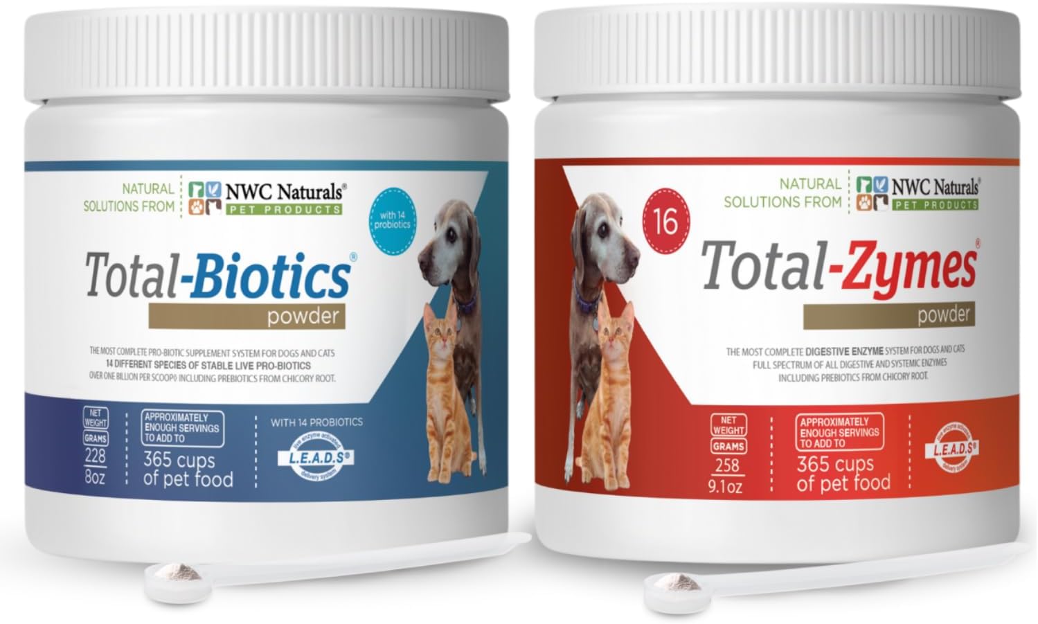 Mini Twin Pack Probiotics for Dogs and Cats – Digestive Enzymes & Probiotic Powder by NWC Naturals