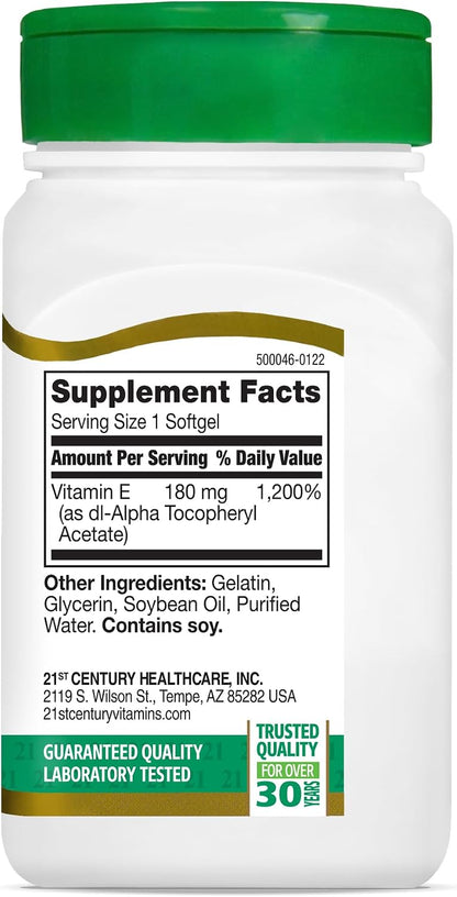 21st Century E 400 I.U. (Dl-Alpha) Softgels, 110 Count (Pack of 2) - Canada