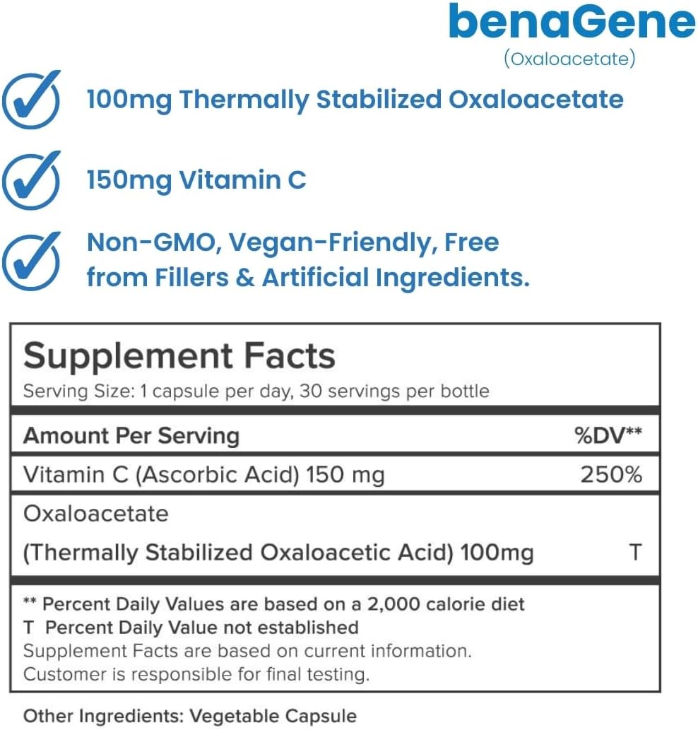 Benagene Oxaloacetate Supplement – Cellular Energy Support, 30 Servings - görsel 5