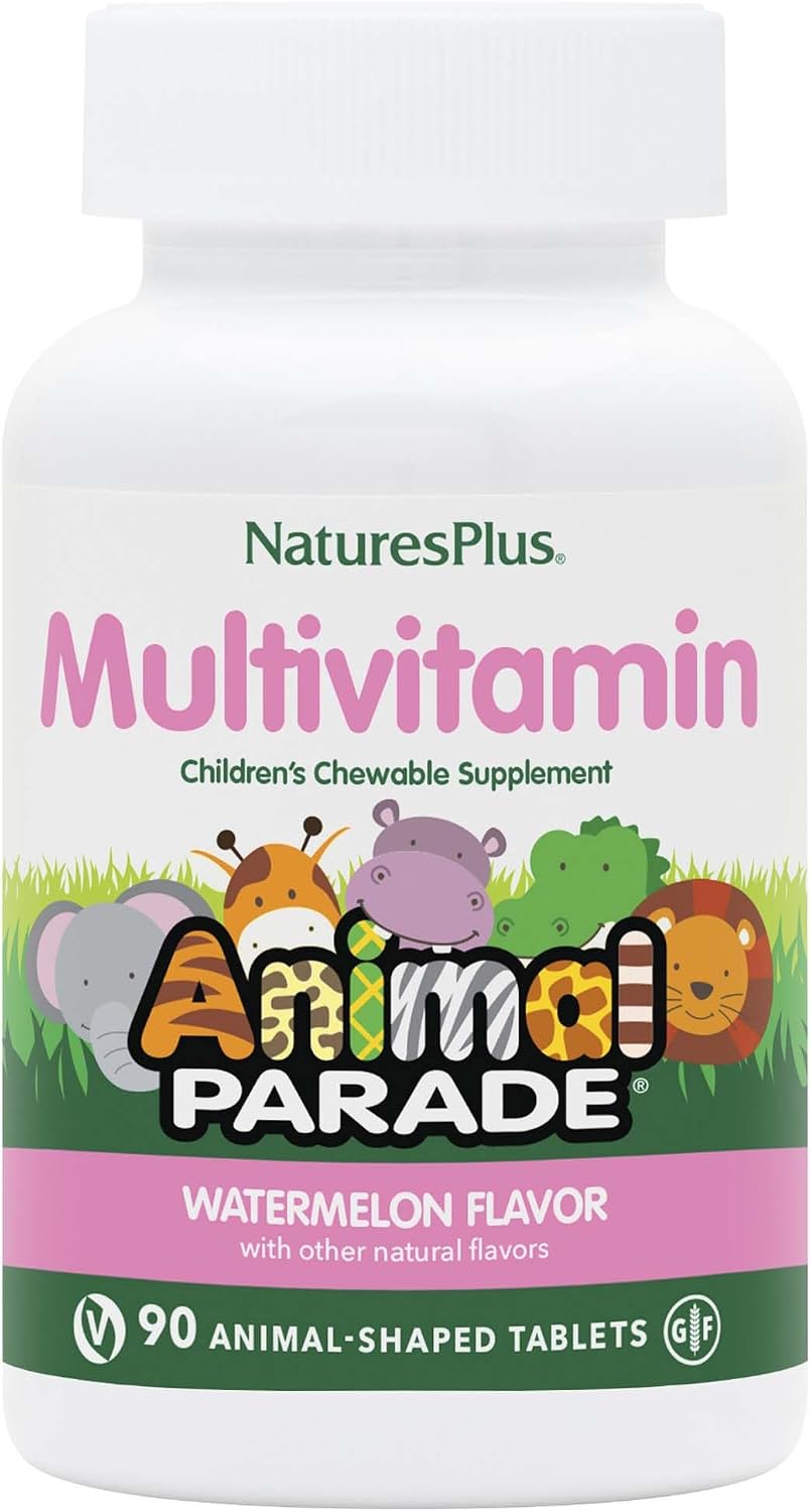 NaturesPlus Animal Parade Multivitamin Children's Chewables - Watermelon Flavour - 90 Tablets