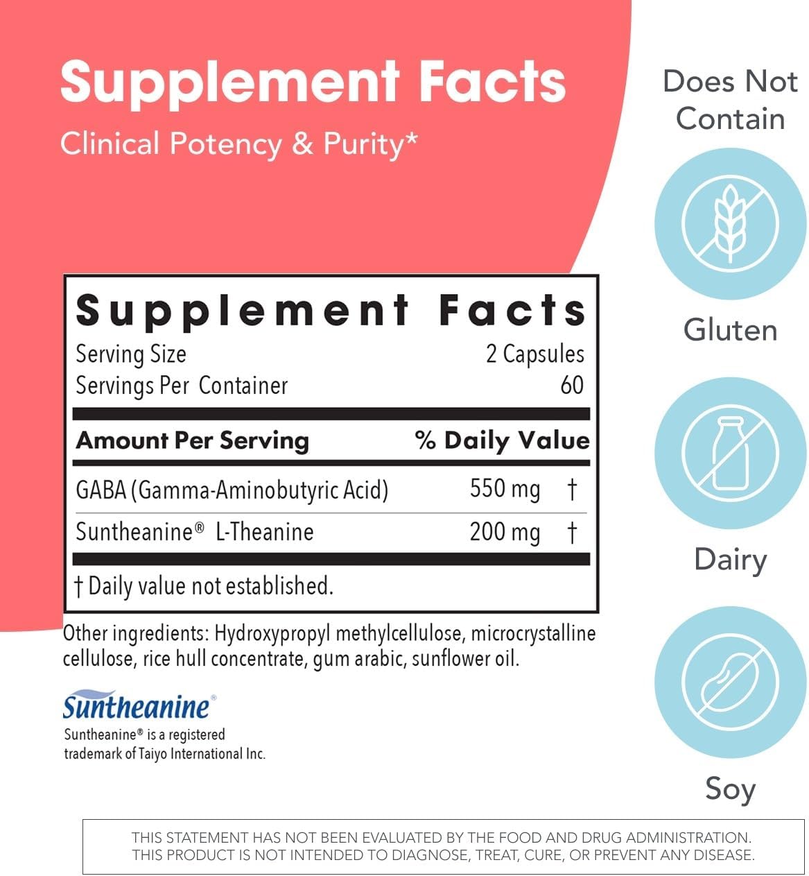 Allergy Research Group ARG 200 mg of Zen - L-Theanine & GABA Supplement - 60 Capsules - görsel 3
