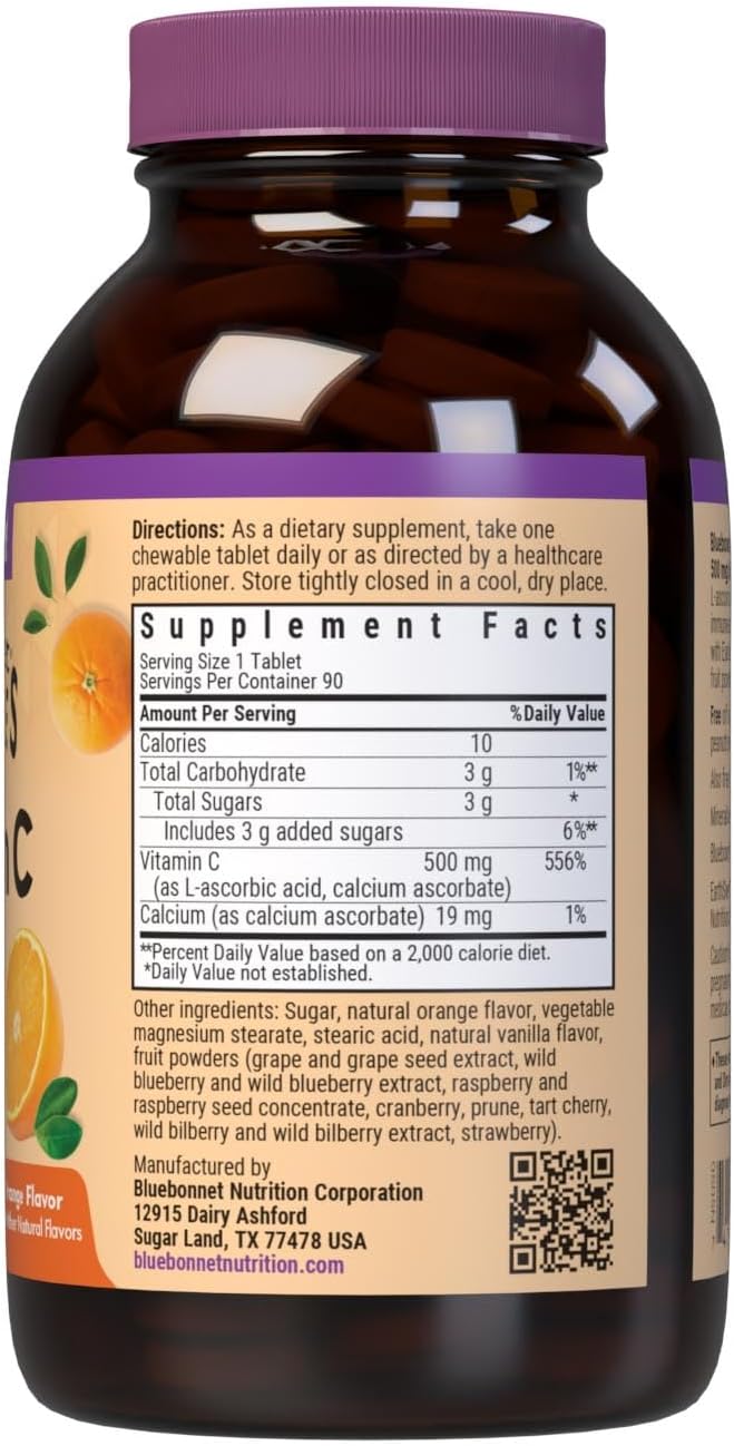 Bluebonnet EarthSweet Vitamin C 500 mg Chewable Tablets - Orange, 90 Count - görsel 2