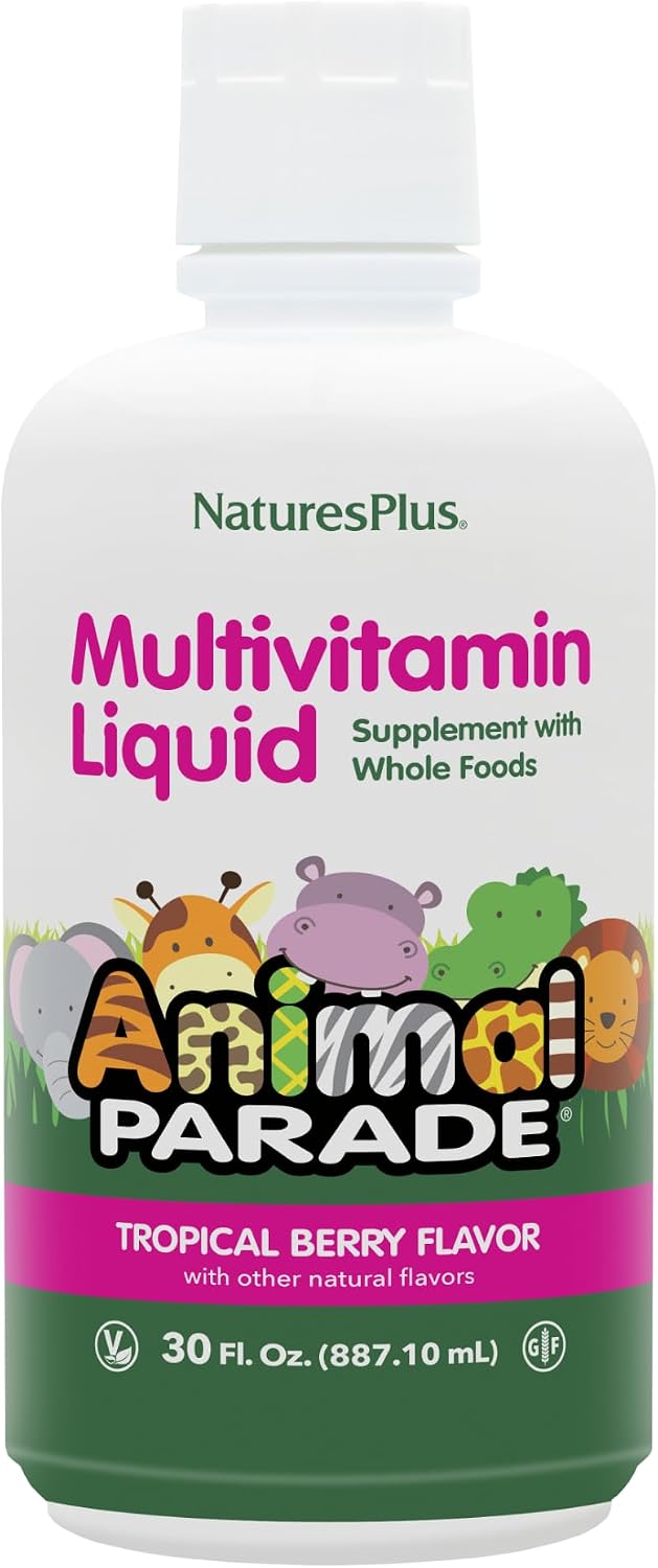 NaturesPlus Animal Parade Source of Life Children's Liquid Multivitamin, Tropical Berry, 887 mL