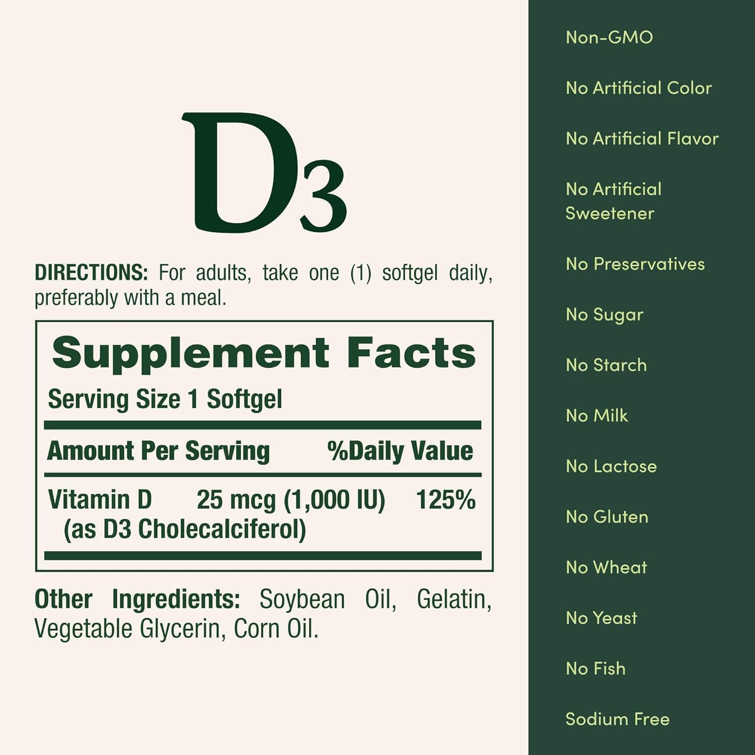 Nature's Bounty Vitamin D3 1000 IU, 120 Softgels - Immune & Bone Health Support