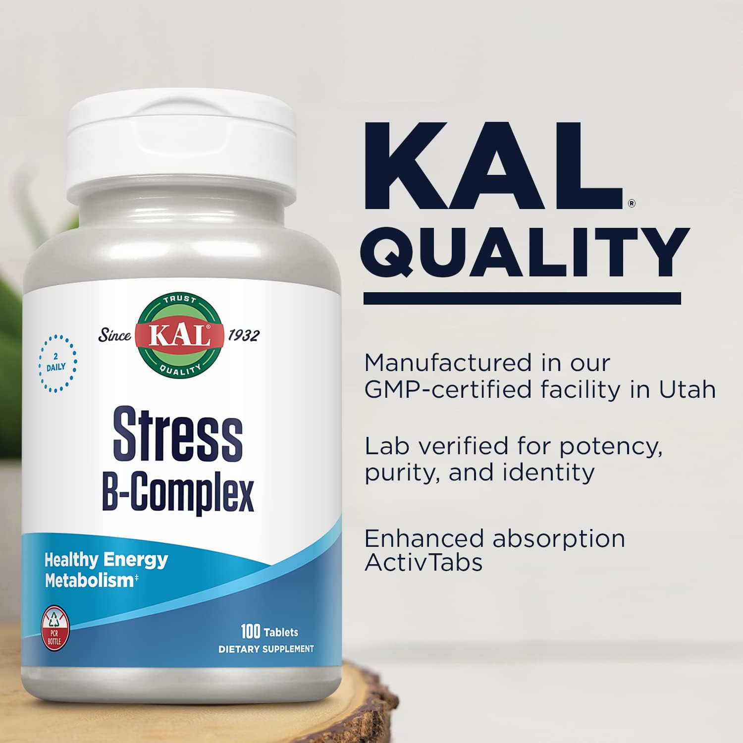 KAL Stress B Complex – B Vitamin Supplement for Energy, Stress and Immune Support