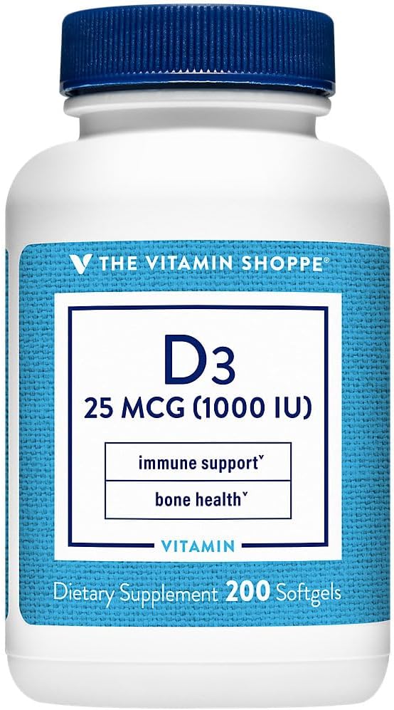 The Vitamin Shoppe Vitamin D3 1000 IU Softgels, 200 Count