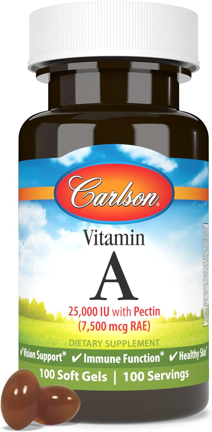 Carlson Labs Vitamin A with Pectin, 25,000 IU, 100 Softgels