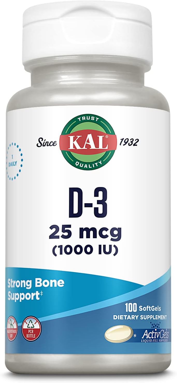 KAL Vitamin D3 1000 IU Softgels (200 Softgels)